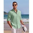 thumbnail image 3 of SHIBA-Men's Casual Shirt Linen Beach Long Sleeve Button Down Textured Shirts, 3 of 4