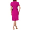 thumbnail image 3 of Vestido de mujer de manga corta Inspire Chic, vestido ajustado de tweed para el trabajo, vestido lápiz en color rosa intenso, 3 of 6