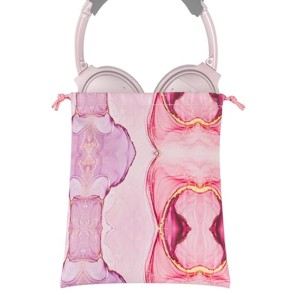 Geekria NOVA Headphones Case Compatible with Boses, JBL, AKG and More, Headset Carrying Bag, Soft Travel Pouch Case for Over-Ear Headphones(Pink Marble PU)