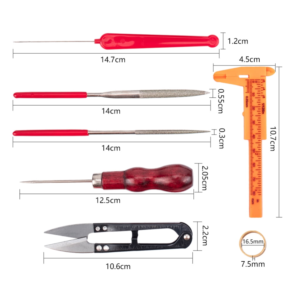 DIY Jewelry Tool Sets with Wire-Cutter Plier Round Nose Plier Side Cutting Plier Brass Rings Crochet Hook Needles Scissor Bead Awls