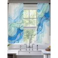 thumbnail image 2 of Turquoise Blue Marble Sheer Curtains 72 Inch Length 2 Panels Set Window Treatments, Abstract Art Modern Fluid Marble Rod Pocket Semi Curtains for Living Room/Bedroom/Kitchen Décor, 104"W x 72"L, 2 of 7