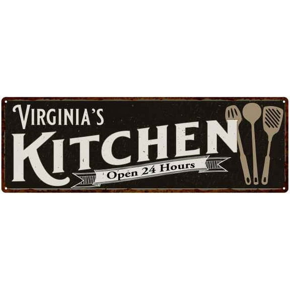 Virginia's Kitchen Sign Chic Wall Decor Gift Mom 6x18 206180014038