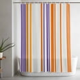 thumbnail image 5 of Orange Striped Shower Curtain Set, Waterproof Shower Curtains for Bathroom, Farmhouse Stripes Modern Abstract Art Washable Fabric Cloth Bath Curtain for Bathtub Decoration with Hooks 72x78 Inches, 5 of 9