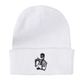 thumbnail image 5 of SYMOID White Winter Hat for Men Women - Cuffed Knit Beanie with Embroidered Skeleton Hats,Size Free Size, 5 of 6