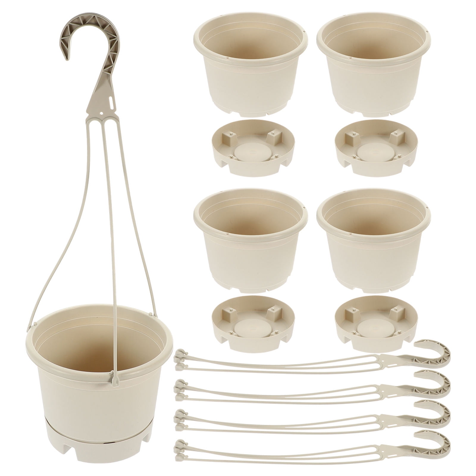 SWETRACE 5Pcs Plastic Planter Hanging Dark Grey for Indoor and Outdoor Plants 16.5X19.7in