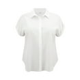 thumbnail image 4 of GRACE & GRANDEUR Women's Plus Size Shirts Lapel Rolled Cuffed Short Sleeve Button-Up Shirt Collared Casual Blouses Tops 3X White, 4 of 5