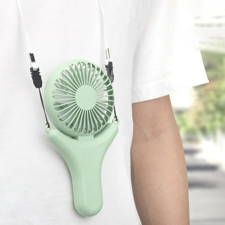 

Hesroicy 1 Set Neck Fan with Lanyard 2 Gears Angle Adjustable Low Noise USB Charging Pocket Size Handheld Fan Summer Supply