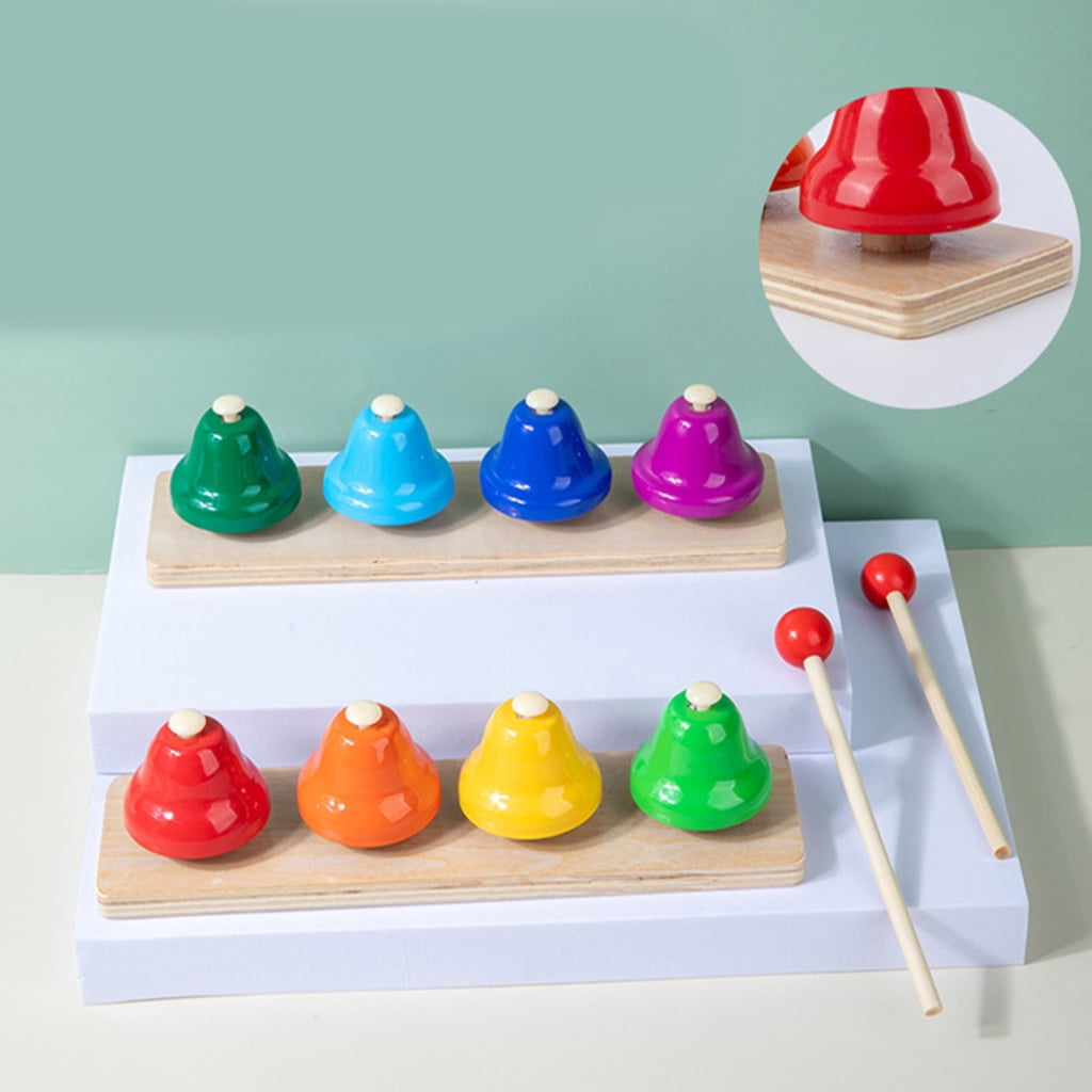 Miiottaa 8 Note Musical Handbells Set Colorful Desk Bells Percussion Instrument Music Table Bells for Festival, Musical Teaching