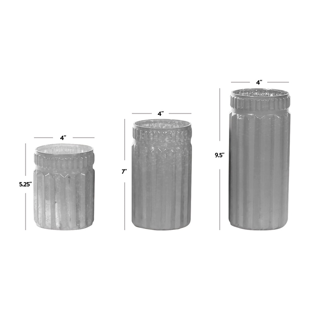 Buy Koyal Wholesale Gold Ribbed Mercury Glass Vases, Bulk Set of 3