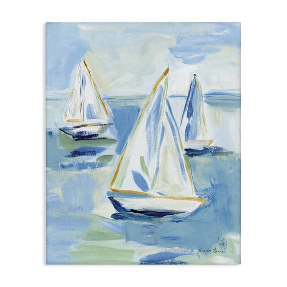 Stupell Industries Setting Sail Fleet Transportation Painting Gallery Wrapped Canvas Art Print Wall Art, 16 x 20