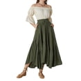 thumbnail image 3 of Maxi Skirts for Women High Waist Renaissance Skirt Long Skirt with Pockets Green S, 3 of 10