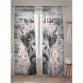 thumbnail image 5 of Sheer Curtains 96 Inches Long 2 Panels Set for Living Room, Black Cow Floral Semi Sheer Curtains for Windows, Grey Ombre Farmhouse Animals Voile Window Treatments Rod Pocket Curtain, 5 of 7