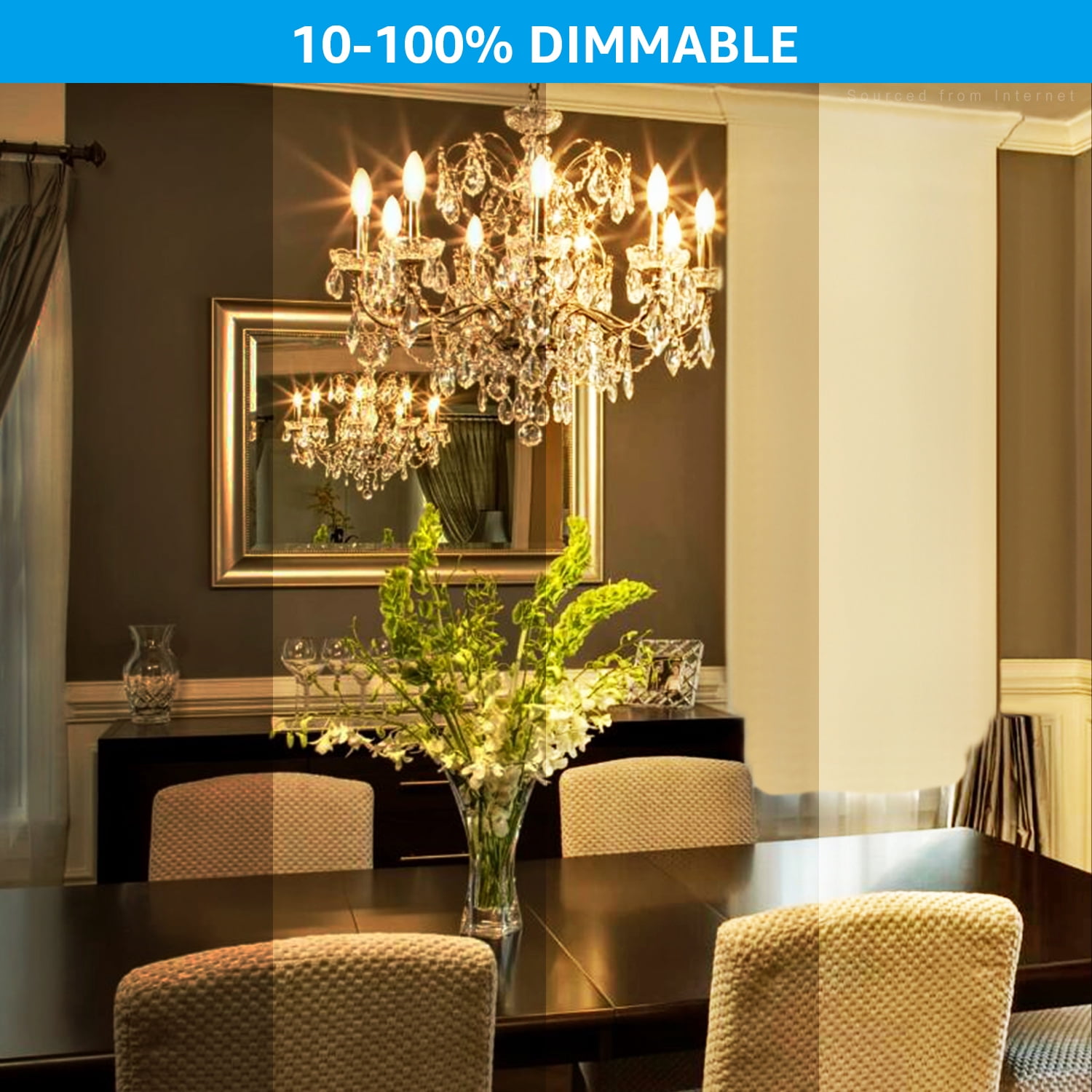 12 Pack Dimmable E12 LED Candelabra Bulb, C11 Milky Chandelier Filament Bulb, Omni Directional, Frosted Glass, 4.5W (40W Eqv.), UL-Listed, 2700K Soft White