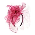 thumbnail image 3 of C.C Women's Elegant Cocktail Fashion Mesh Sinamay Fascinator Headband, Veil Floral Hot Pink, 3 of 4