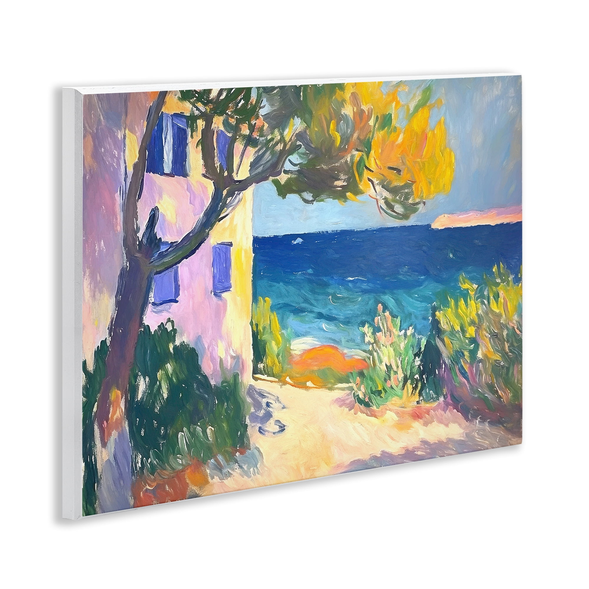 Stupell Industries House On Coastline Coastal Painting Unframed Art Print Wall Art, 14 x 11