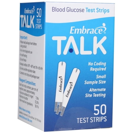 Embrace Talk Blood Glucose Test Strips, 50 ea