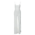 thumbnail image 6 of HXWCHs Women's Wide Leg Jumpsuit, Women's Summer Backless Solid Color Jumpsuit with Split Pants and Adjustable Suspender Straps M White, 6 of 6