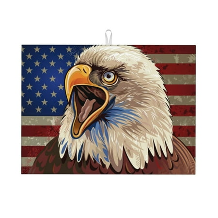 

Kdxio Eagle With USA Flags for Dish Drying Mat 24*18 inch Absorbent Dish Drainer Kitchen Counter Large Size Dish Drying Pad for Countertops Draining Racks