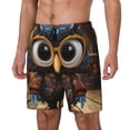 thumbnail image 1 of Fotbe Quirky Owl With Glasses Traje de Baño para Hombre – Shorts de Natación de Secado Rápido con Forro y Bolsillos-Small, 1 of 6