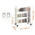 thumbnail image 3 of KFFKFF Book Trolley, 330 lbs Capacity, 39.4" x 20.1" x 49.2" Mobile Library Cart, Dual-Sided W-Design Sloping Shelves & 4" Locking Casters for Home, Office, School Use, White Book Carrier, 3 of 9
