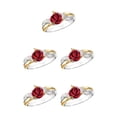 thumbnail image 2 of Sonducket Anillo de rosa roja 3D para mujer, anillos de diamantes de imitación con hojas, joyería brillante Simple, regalo de señora de estilo europeo Type2 NO2 Sonducket CBP587123, 2 of 4