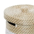 thumbnail image 5 of DecMode 13", 17"H Brown Seagrass Handmade Woven Two-Toned White Storage Basket with Matching Lids, 2-Pieces, 5 of 13