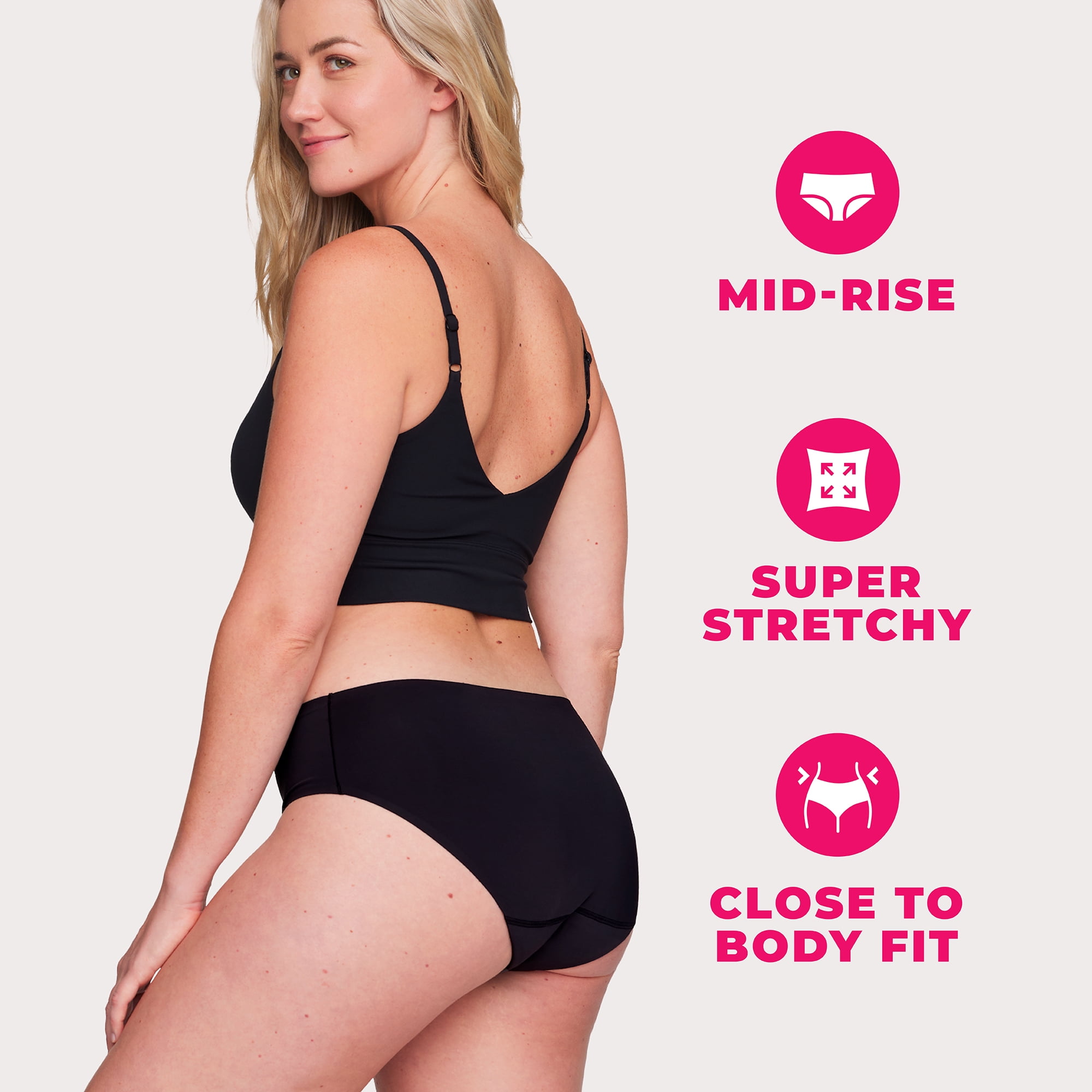 (2 pack) Proof Women's Super Heavy Absorbency, Brief Period Underwear, Black, Choose Your Size