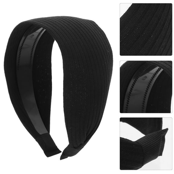 Pretyzoom Thick Headband for Women Classic Knitted Black 1Pcs