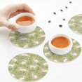 thumbnail image 7 of Pofeuu Cute Rabbit And Flower Print Leather Coasters Set of 6, Round Cups Mugs Mat Pad for Home Kitchen Heat Resistant Drink Coasters,Round Shape, 7 of 7