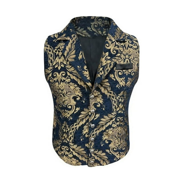 LOVZFMLL Jackets for Men's Printed Breasted Suit Vest V-neck Button Suit Vest Top
