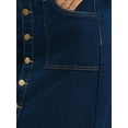 thumbnail image 5 of INSPIRE CHIC Women's Skirt Denim Button Down Frayed Trim H-Line Knee Length Casual Jean Skirts S Deep Blue, 5 of 6