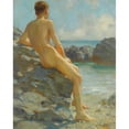 thumbnail image 2 of Henry Scott Tuke 20x24 Black Ornate Framed Double Matted Museum Art Print Titled: The Bather (1924), 2 of 5