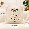 thumbnail image 2 of LOMYOLO Christmas Pillow Covers 18x18 Inch Set of 2, Ivory White 3D Plush Christmas Tree Throw Pillow Covers with Bow and Embroidered Accents, Neutral Holiday Winter Couch Sofa Decor, 2 of 9