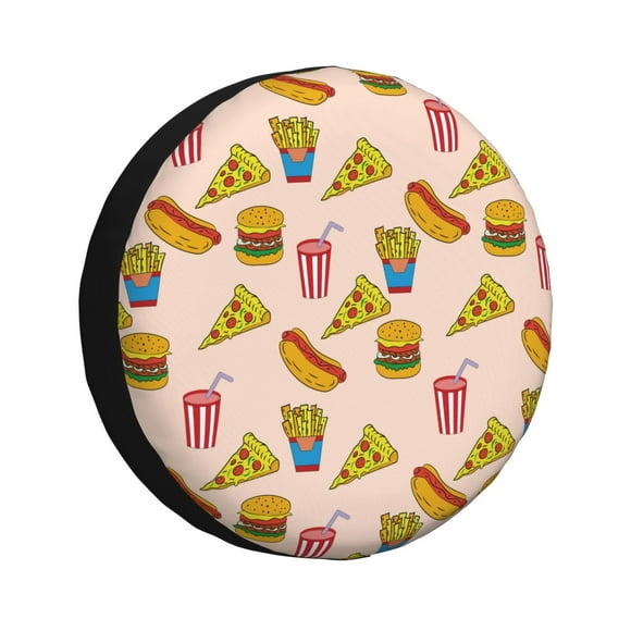 Balery Hamburger Pizza Cubiertas para Neumáticos - Protector Resistente para Neumáticos de Camioneta, SUV, Remolque, Camper y RV-17 inch