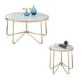 thumbnail image 1 of Alivia 2 Pièces Table Basse et Table d'Extrémité en Verre Dépoli et Or Rose, 1 of 5