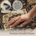 thumbnail image 6 of ODIKA 2'x3' Washable Throw Rug Non-Slip, Low Profile, Flatwoven, Easy Care Black Gold Elegance with Floral Vine Motifs Intricate Border Design, Central Medallion for Hallway, Study Room, 6 of 7