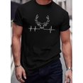 thumbnail image 1 of Men's Casual Deer Print T-Shirt - Soft Cotton, Crew Neck, Short Sleeve, Machine Washable - Versatile & Stylish for All Seasons, Casual Sporty Tee, Summer Gifts, 1 of 7