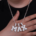 thumbnail image 6 of ElegantLetters Sterling Silver Moissanite Alphabet Pendant Necklace for Women, 3D VVS1 Lab-Grown Diamond Alternative, 3mm Franco Chain 24 Inch(Letter A), 6 of 14