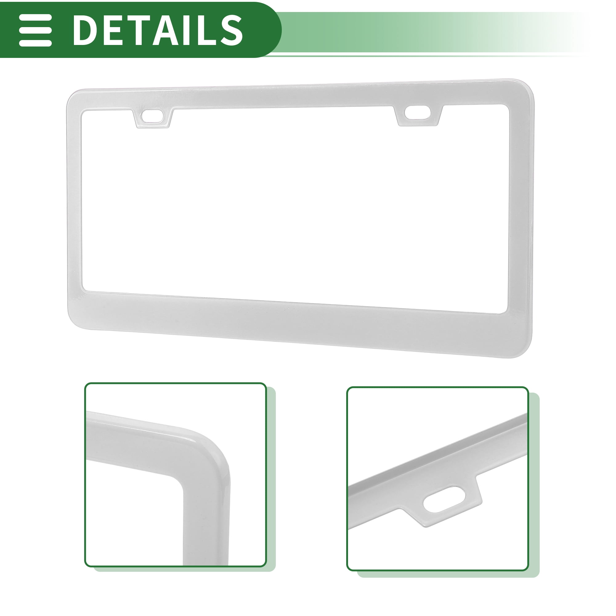 Unique Bargains Stainless Car License Plate Bracket With Screws Caps 2 Hole Silver Tone