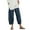 a-476Navy99, variant on Womens Solid Color Barrel Cropped Pants With Elastic High Waist Relaxed Fit Side Pockets For Casual Daily Wear Summer Loungewear Weekend Outings Black