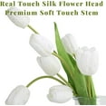 thumbnail image 2 of 10PCS Faux Flowers with Vase, Faux Silk Tulip Flower Artificial Flowers Bouquet in Glass Vase, Faux Flower Arrangement with Vase for Home Office Decoration, Dining Table Centerpiece Fake Tulips, 2 of 5