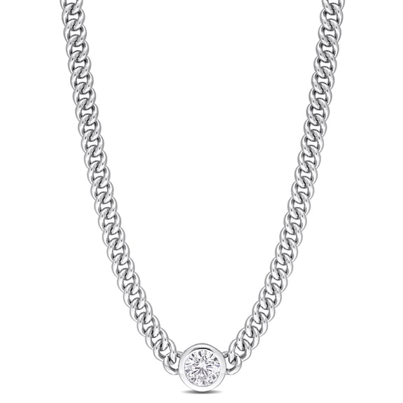 Everly Women's 1 5/8ct TGW Created White Sapphire Sterling Silver Solitaire Necklace