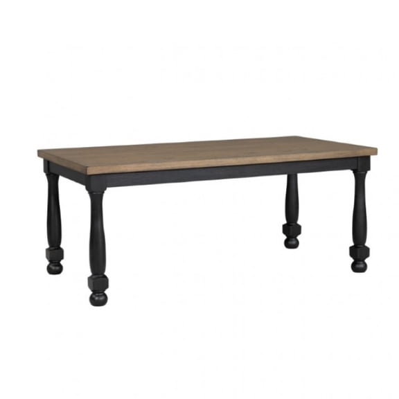 Ginie Dining Table, Farmhouse Legs, Rectangular Oak Black Wood 78 Inch