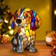 thumbnail image 1 of Lámpara de mesa con diseño de perro Pitbull, luz nocturna artística de la serie Dog, regalo de cumpleaños y Navidad, lámpara de mesita de noche con vitrales y luz ambiental cálida, lámpara de cachorr, 1 of 5