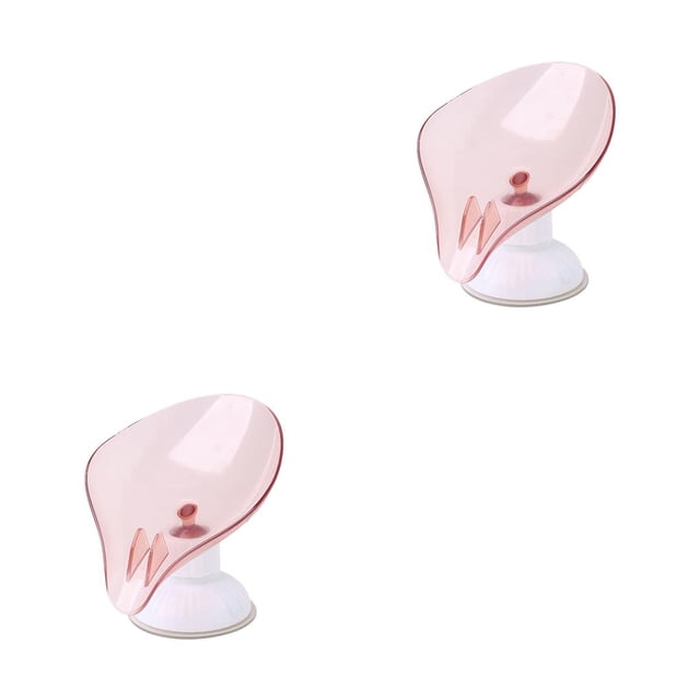 Bewildely Soporte de almacenamiento de esponja, estante de cepillo de drenaje de succión, estante de placa de plástico para baño de cocina, transparente Rosa transparente 2piezas Bewildely CBP085887