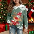 thumbnail image 2 of Girls Pullover Ugly Christmas Sweatshirt With Deer Print Long Sleeve Hooded Casual Top For Everyday Wear, 2 of 4