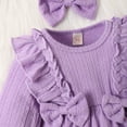 thumbnail image 4 of SILVERCELL Newborn Baby Girls Long Sleeve Ruffled Romper Bodysuit + Headband Outfits Clothes Set 0-24M, 4 of 8