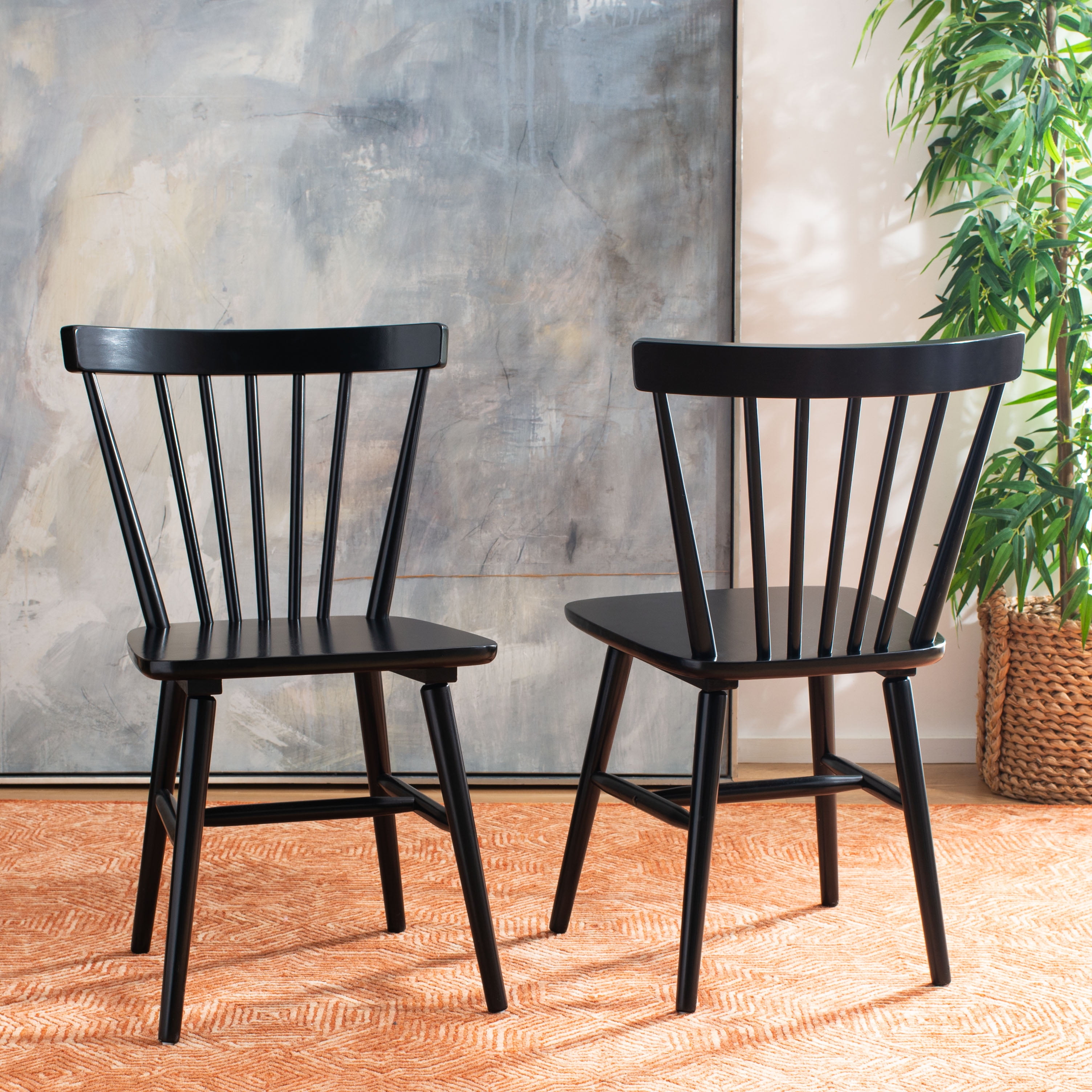 Safavieh Winona Spindle Back Dining Chair, Set of 2, Black
