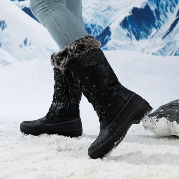 Fur Lined Black Snow Boots For Womens Waterproof Ariat Boots For