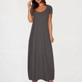 thumbnail image 2 of Maxi Dresses for Women 2025 Short Sleeve Loose Plain Casual Long Dresses with Pockets Beach Sundress, 2 of 6